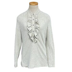 Lafayette148 Long Sleeve Shirt Frilled Blouse Cream Size Medium M